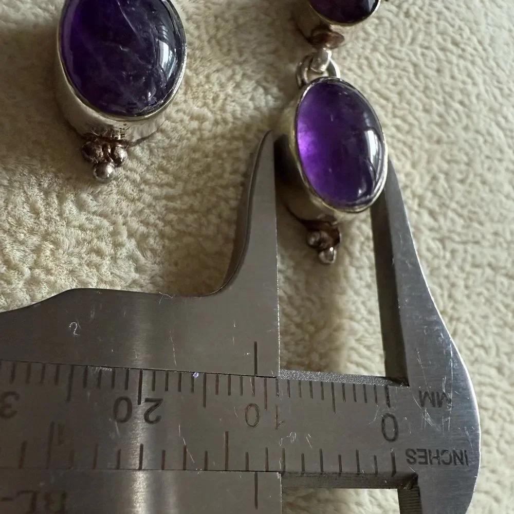 PURPLE GEMSTONE DROP EARRINGS – HANDCRAFTED BOHO CHIC FOR WOMEN